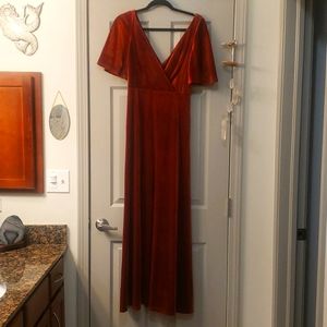 Rust velvet maxi dress